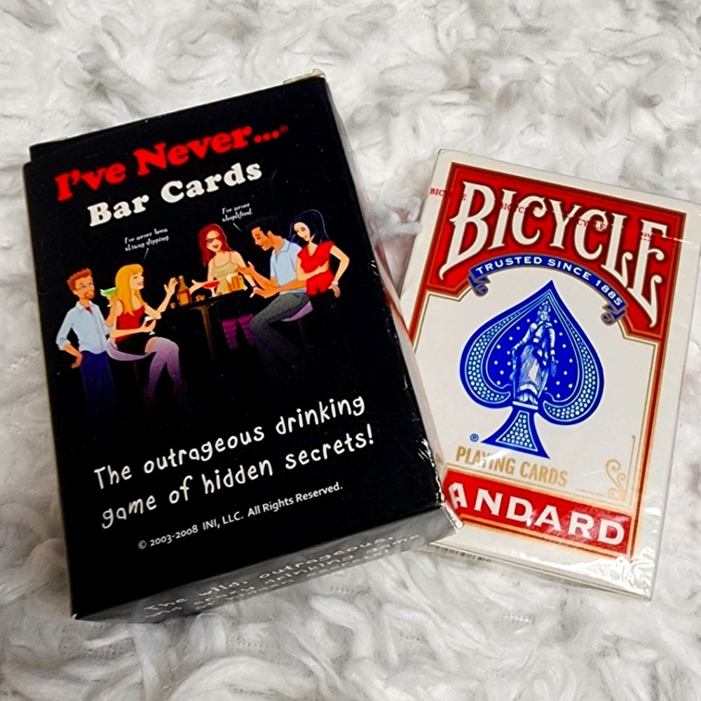 BUNDLE - I've Never Drinking Card Game & Bicycle Playing Cards